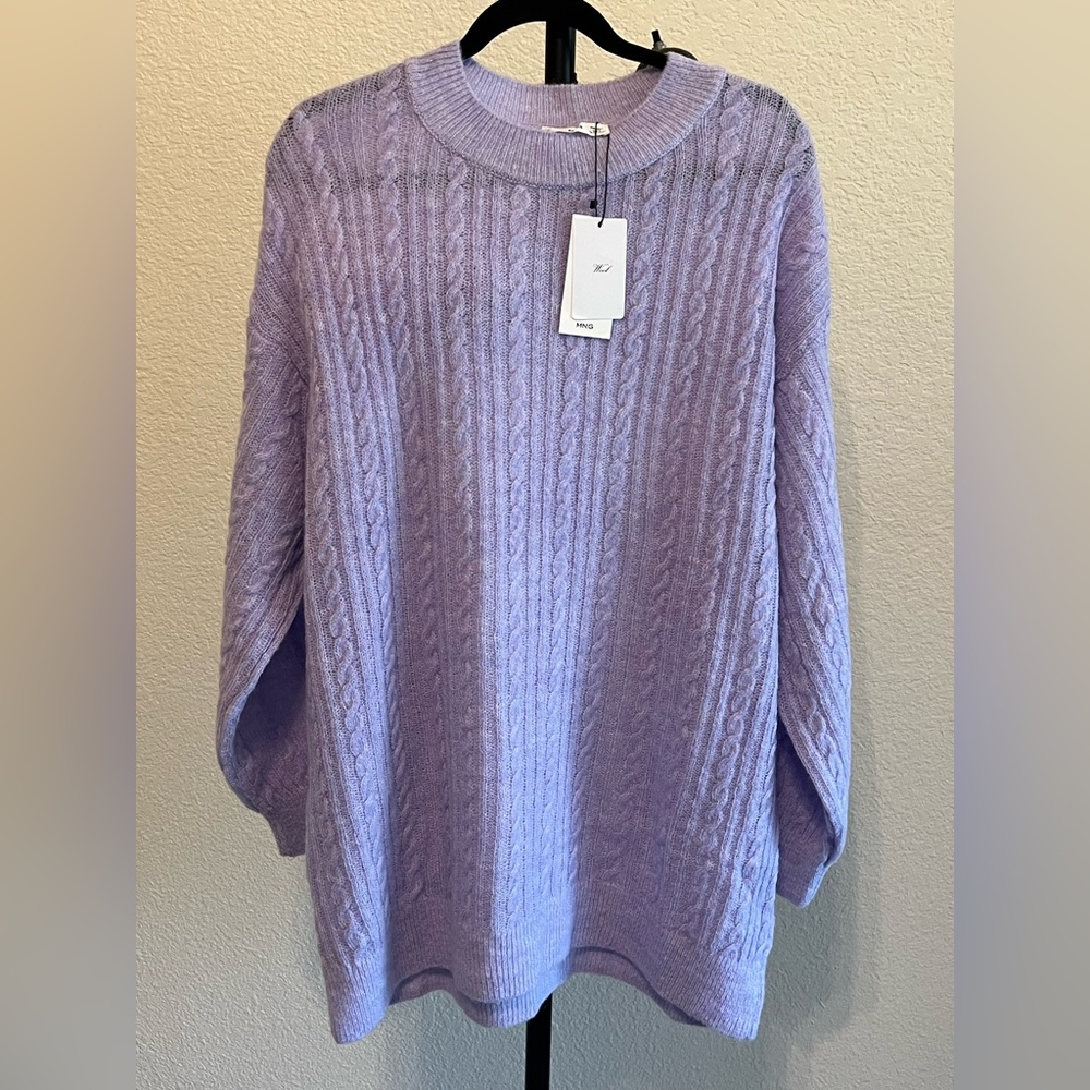 Mango light purple 100% wool oversized sweater new with tags